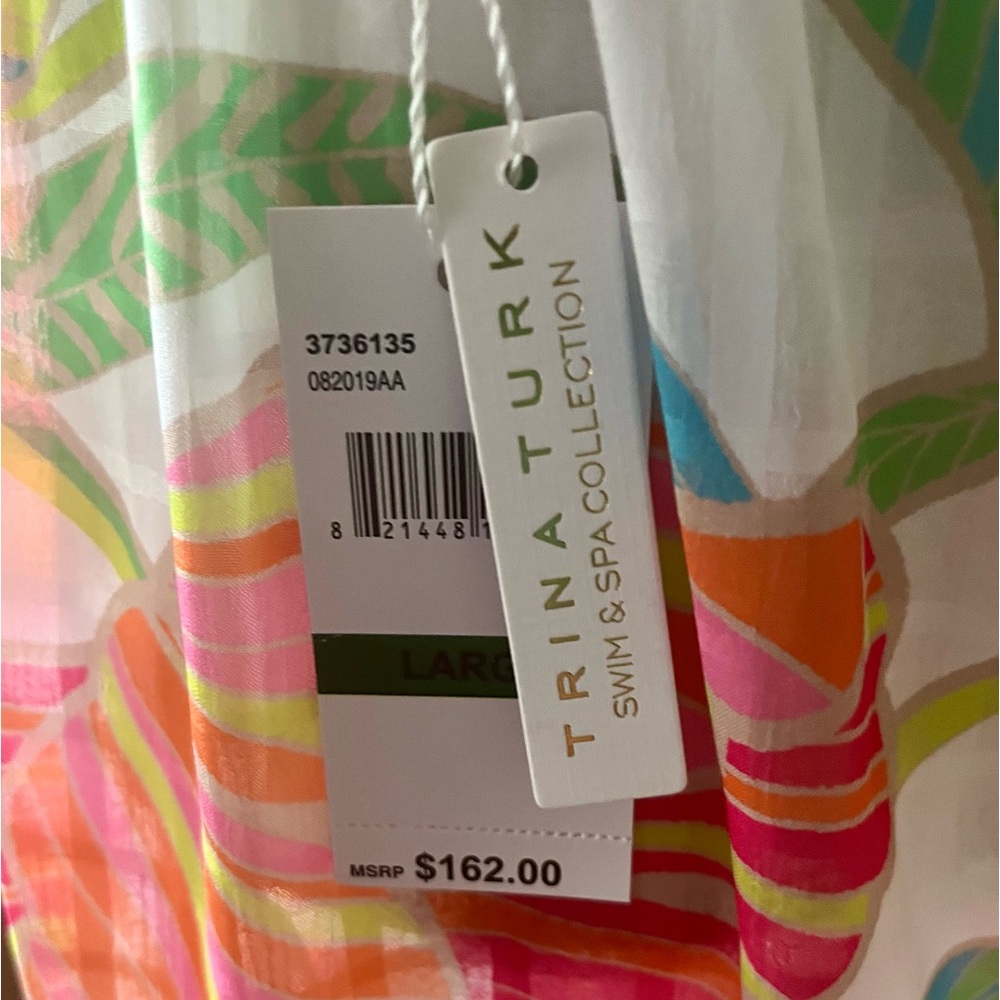 Trina Turk Poppy Floral Print High Neck Midi Dress Swim Cover Up Size Large NWT - Picture 12 of 14